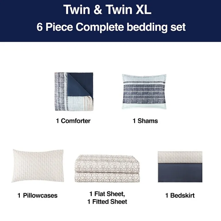 Home Expressions Mercer Stripes Complete Bedding Set With Sheets