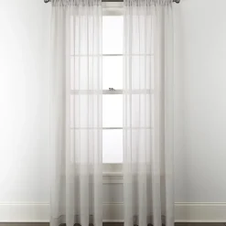 Home Expressions Remy Solid Rod Pocket Sheer Single Curtain Panel