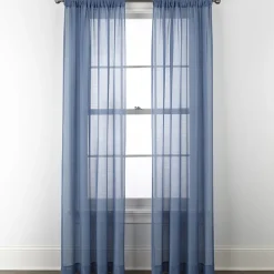 Home Expressions Remy Solid Rod Pocket Sheer Single Curtain Panel