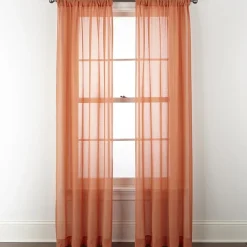 Home Expressions Remy Solid Rod Pocket Sheer Single Curtain Panel