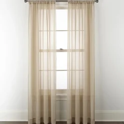 Home Expressions Remy Solid Rod Pocket Sheer Single Curtain Panel
