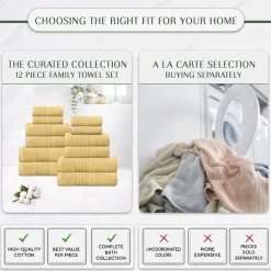 Home Weavers Inc Hazel Collection 100% Cotton Zero Twist Super Absorbent 12-pc. Quick Dry Bath Towel Set