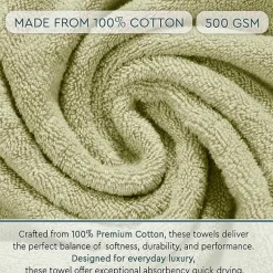 Home Weavers Inc Hazel Collection 100% Cotton Zero Twist Super Absorbent 12-pc. Quick Dry Bath Towel Set