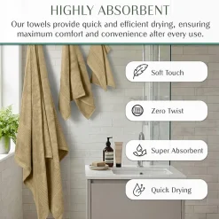 Home Weavers Inc Hazel Collection 100% Cotton Zero Twist Super Absorbent 12-pc. Quick Dry Bath Towel Set