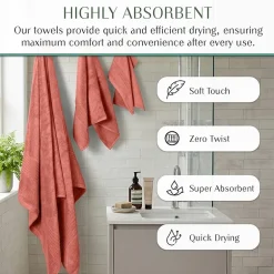 Home Weavers Inc Hazel Collection 100% Cotton Zero Twist 6-pc. Quick Dry Washcloth