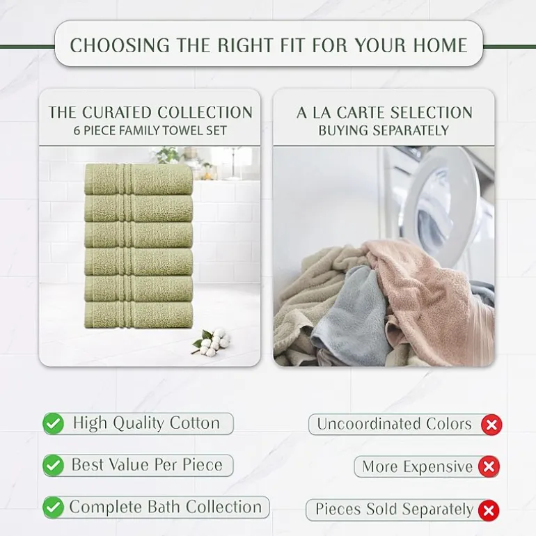 Home Weavers Inc Hazel Collection 100% Cotton Zero Twist 6-pc. Quick Dry Washcloth