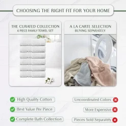 Home Weavers Inc Hazel Collection 100% Cotton Zero Twist 6-pc. Quick Dry Washcloth