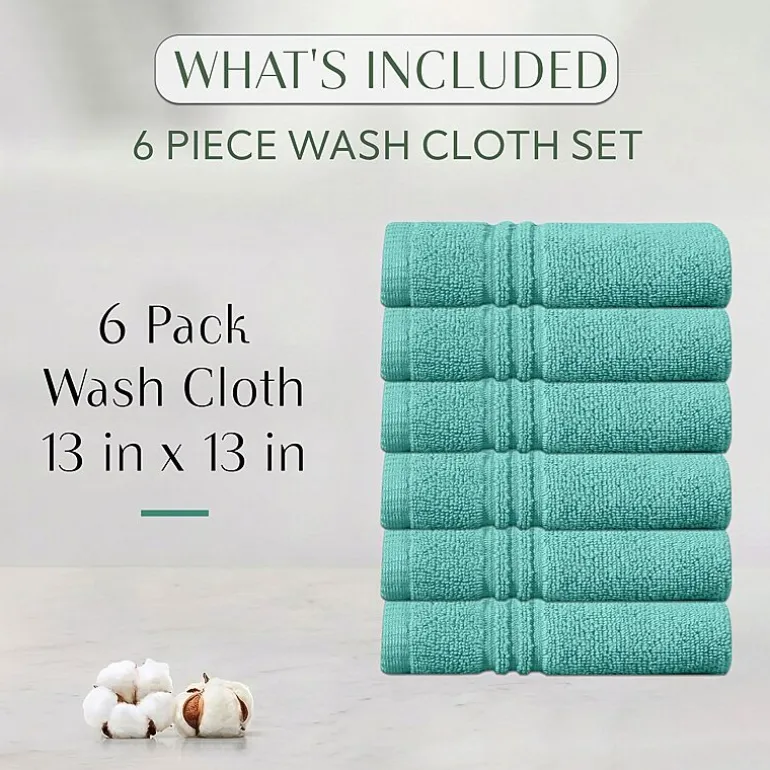 Home Weavers Inc Hazel Collection 100% Cotton Zero Twist 6-pc. Quick Dry Washcloth