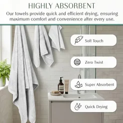 Home Weavers Inc Hazel Collection 100% Cotton Zero Twist 6-pc. Quick Dry Washcloth