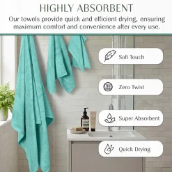 Home Weavers Inc Hazel Collection 100% Cotton Zero Twist 6-pc. Quick Dry Washcloth