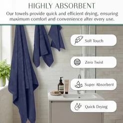 Home Weavers Inc Hazel Collection 100% Cotton Zero Twist 6-pc. Quick Dry Washcloth