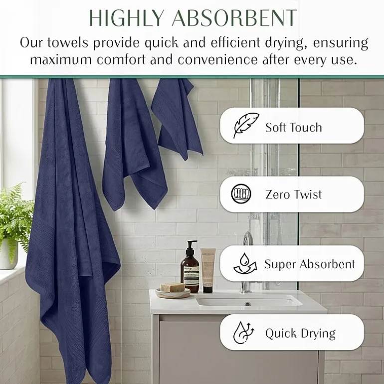 Home Weavers Inc Hazel Collection 100% Cotton Zero Twist 6-pc. Quick Dry Washcloth