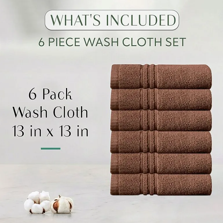 Home Weavers Inc Hazel Collection 100% Cotton Zero Twist 6-pc. Quick Dry Washcloth