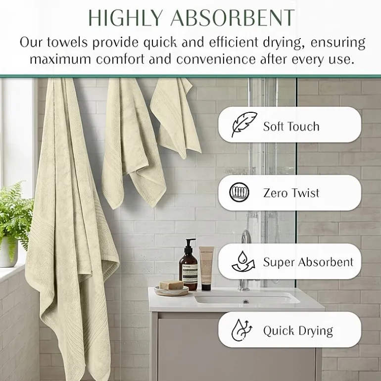 Home Weavers Inc Hazel Collection 100% Cotton Zero Twist 6-pc. Quick Dry Washcloth