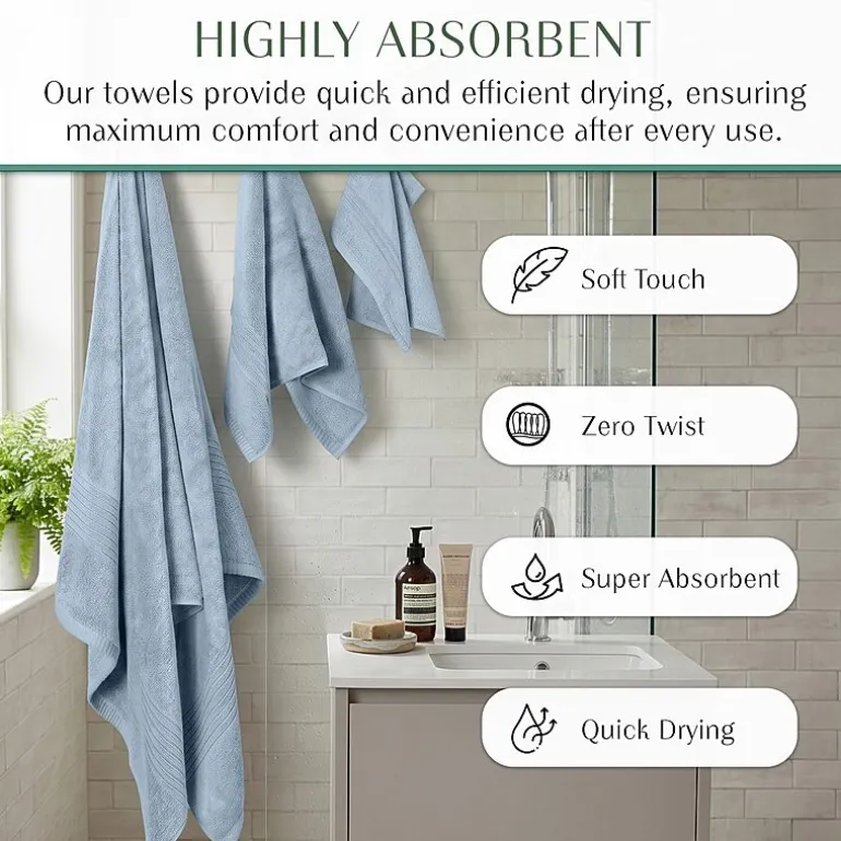 Home Weavers Inc Hazel Collection 100% Cotton Zero Twist 6-pc. Quick Dry Washcloth