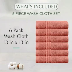 Home Weavers Inc Hazel Collection 100% Cotton Zero Twist 6-pc. Quick Dry Washcloth