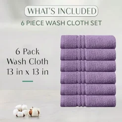 Home Weavers Inc Hazel Collection 100% Cotton Zero Twist 6-pc. Quick Dry Washcloth