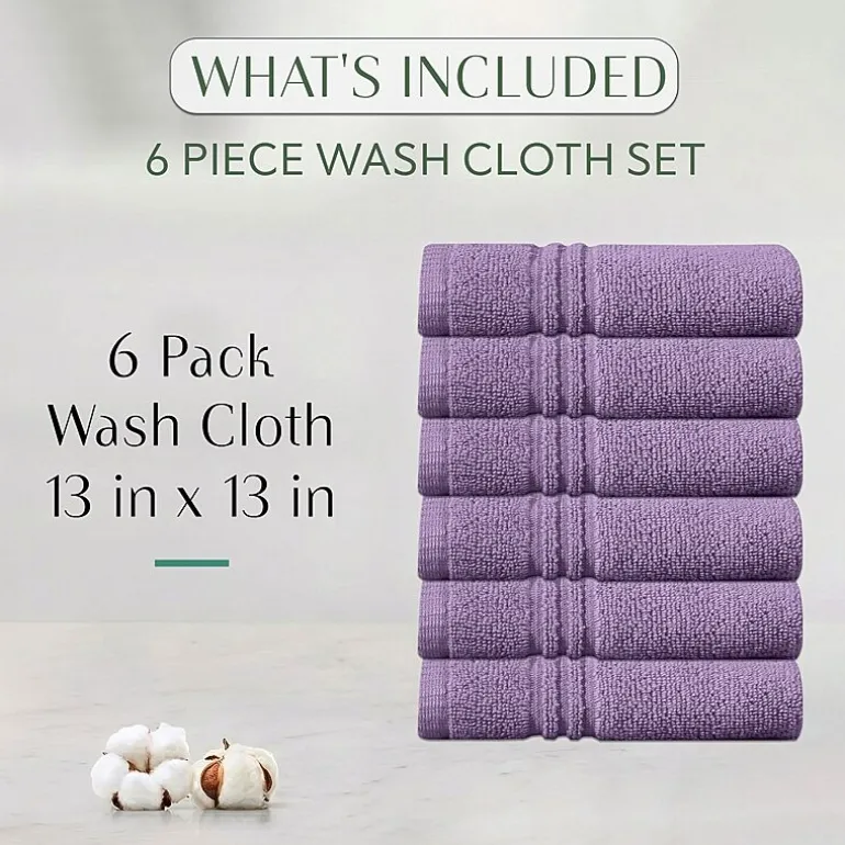 Home Weavers Inc Hazel Collection 100% Cotton Zero Twist 6-pc. Quick Dry Washcloth