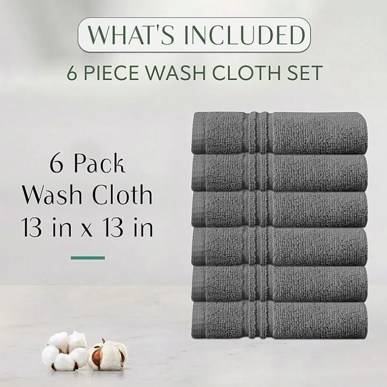 Home Weavers Inc Hazel Collection 100% Cotton Zero Twist 6-pc. Quick Dry Washcloth