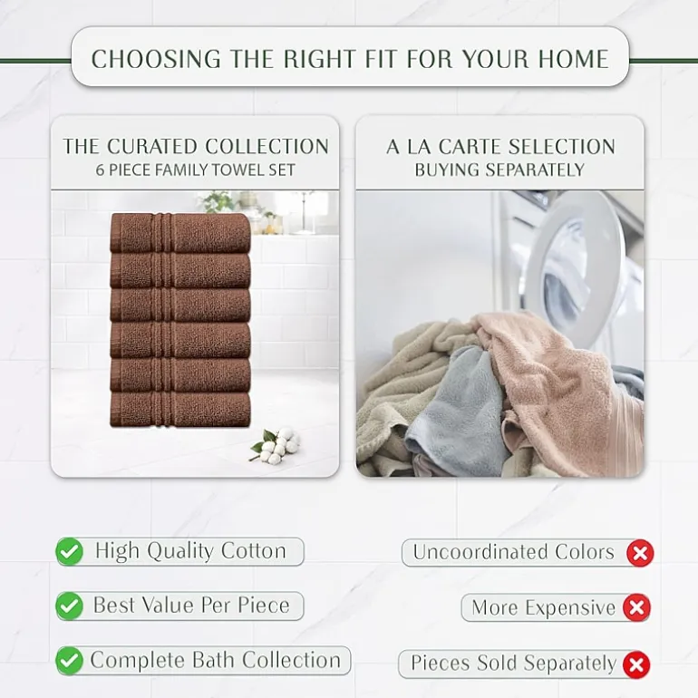 Home Weavers Inc Hazel Collection 100% Cotton Zero Twist 6-pc. Quick Dry Washcloth