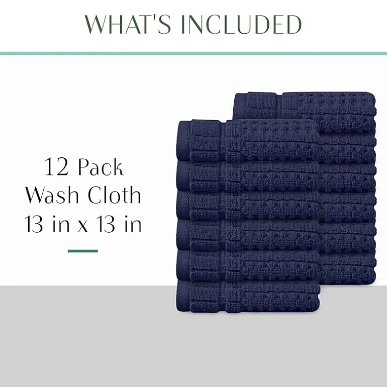 Home Weavers Inc Willow Collection 100% Cotton Zero Twist 12-pc. Quick Dry Washcloth