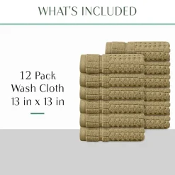 Home Weavers Inc Willow Collection 100% Cotton Zero Twist 12-pc. Quick Dry Washcloth