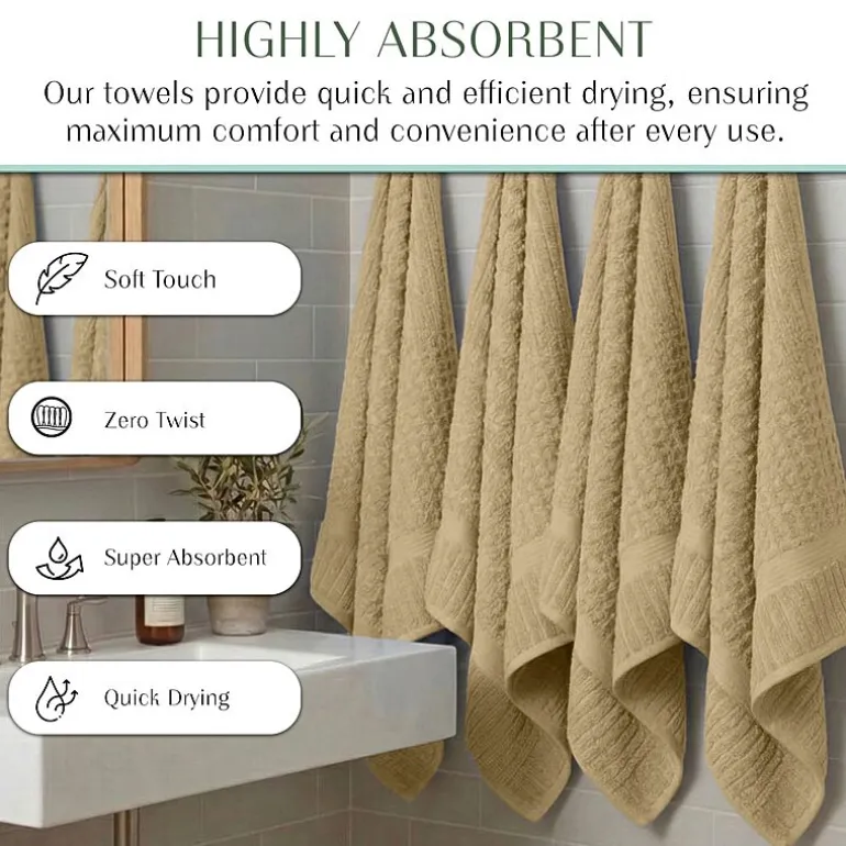 Home Weavers Inc Willow Collection 100% Cotton Zero Twist 12-pc. Quick Dry Washcloth