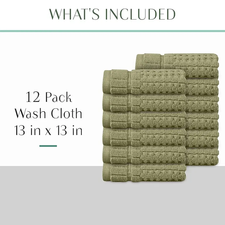 Home Weavers Inc Willow Collection 100% Cotton Zero Twist 12-pc. Quick Dry Washcloth