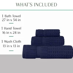 Home Weavers Inc Willow Collection 100% Cotton Zero Twist Super Absorbent 3-pc. Quick Dry Bath Towel Set