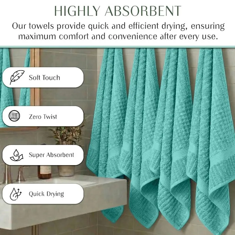 Home Weavers Inc Willow Collection 100% Cotton Zero Twist Super Absorbent 3-pc. Quick Dry Bath Towel Set