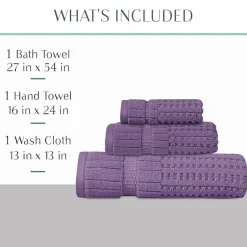 Home Weavers Inc Willow Collection 100% Cotton Zero Twist Super Absorbent 3-pc. Quick Dry Bath Towel Set