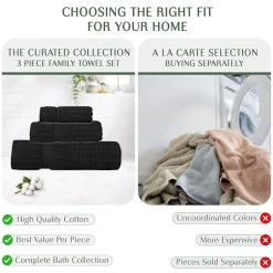 Home Weavers Inc Willow Collection 100% Cotton Zero Twist Super Absorbent 3-pc. Quick Dry Bath Towel Set