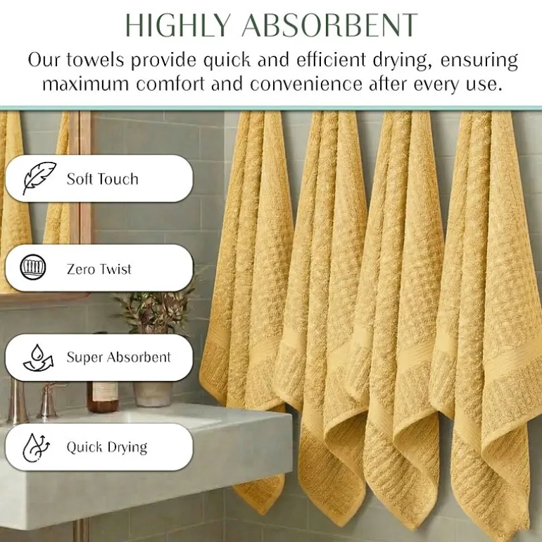 Home Weavers Inc Willow Collection 100% Cotton Zero Twist Super Absorbent 3-pc. Quick Dry Bath Towel Set