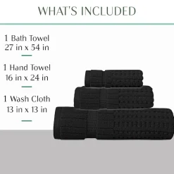 Home Weavers Inc Willow Collection 100% Cotton Zero Twist Super Absorbent 3-pc. Quick Dry Bath Towel Set