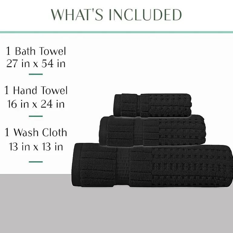 Home Weavers Inc Willow Collection 100% Cotton Zero Twist Super Absorbent 3-pc. Quick Dry Bath Towel Set