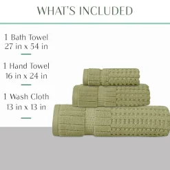 Home Weavers Inc Willow Collection 100% Cotton Zero Twist Super Absorbent 3-pc. Quick Dry Bath Towel Set