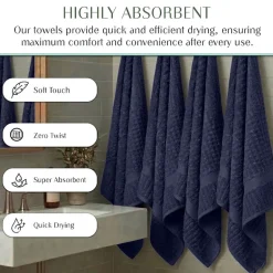 Home Weavers Inc Willow Collection 100% Cotton Zero Twist Super Absorbent 3-pc. Quick Dry Bath Towel Set