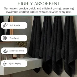 Home Weavers Inc Willow Collection 100% Cotton Zero Twist Super Absorbent 3-pc. Quick Dry Bath Towel Set