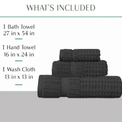 Home Weavers Inc Willow Collection 100% Cotton Zero Twist Super Absorbent 3-pc. Quick Dry Bath Towel Set
