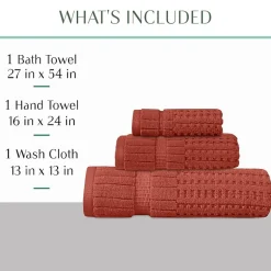 Home Weavers Inc Willow Collection 100% Cotton Zero Twist Super Absorbent 3-pc. Quick Dry Bath Towel Set