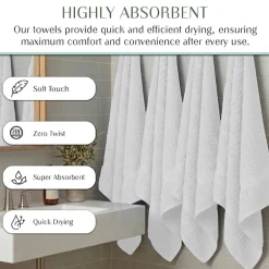 Home Weavers Inc Willow Collection 100% Cotton Zero Twist Super Absorbent 3-pc. Quick Dry Bath Towel Set