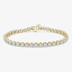 (H / Si2) Womens 10 Ct.T.W. Lab Grown White Diamond 10K Gold 7.25 Inch Tennis Bracelet