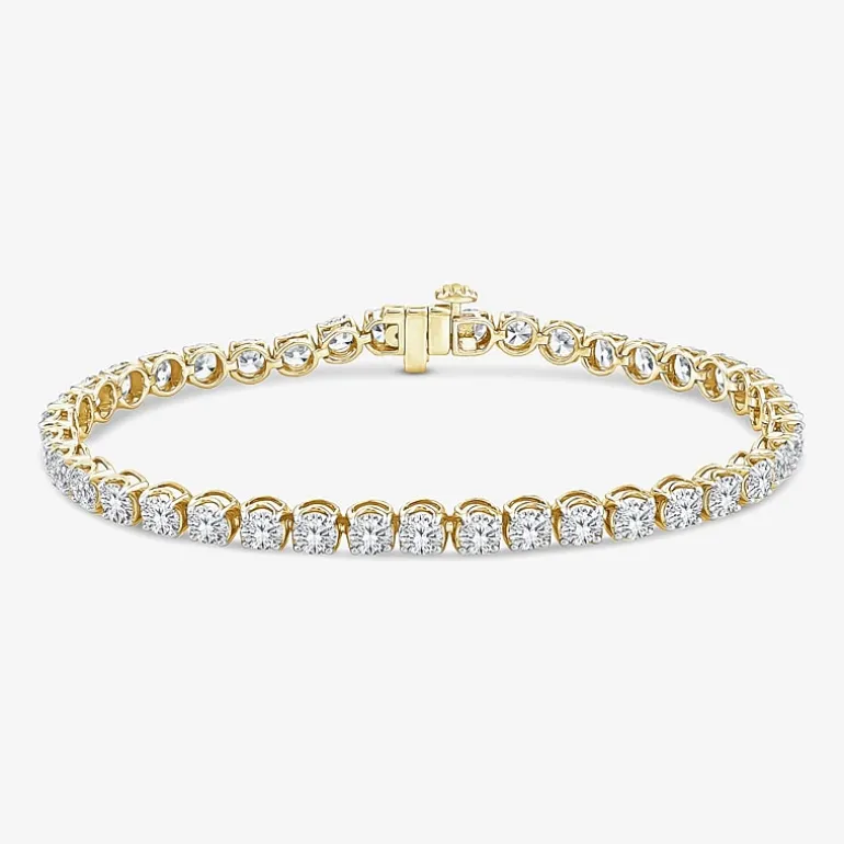 (H / Si2) Womens 10 Ct.T.W. Lab Grown White Diamond 10K Gold 7.25 Inch Tennis Bracelet