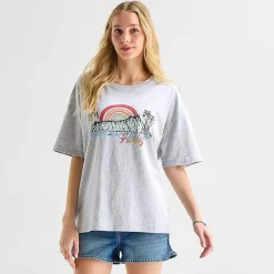 Hurley Womens Juniors Crew Neck Short Sleeve Oversized Graphic T-Shirt