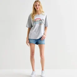 Hurley Womens Juniors Crew Neck Short Sleeve Oversized Graphic T-Shirt