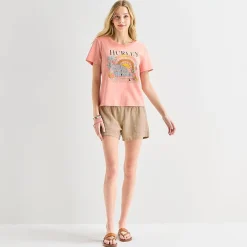 Hurley Womens Juniors Crew Neck Short Sleeve Regular Fit Graphic T-Shirt