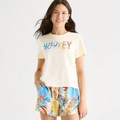 Hurley Womens Juniors Crew Neck Short Sleeve Regular Fit Graphic T-Shirt