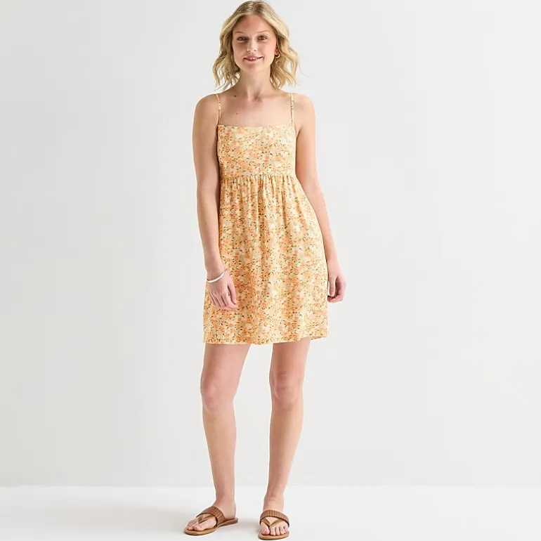 Hurley Womens Juniors Straight Neck Sleeveless Sundress