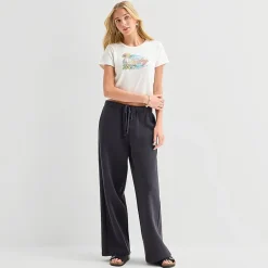 Hurley Womens Juniors Wide Leg Mid Rise Fleece Sweatpant