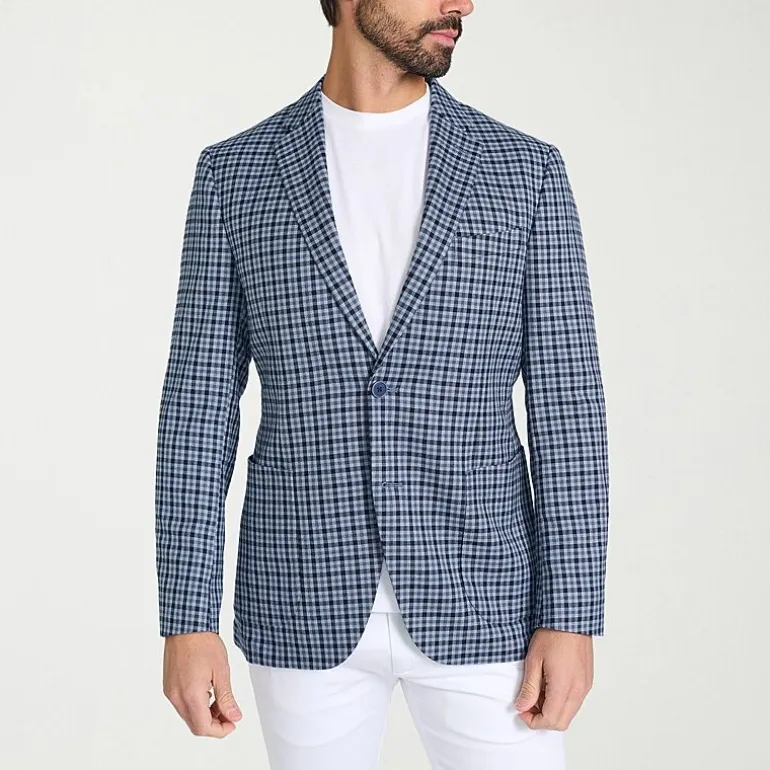 IBIZA AZURE Mens Plaid Slim Fit Sport Coat